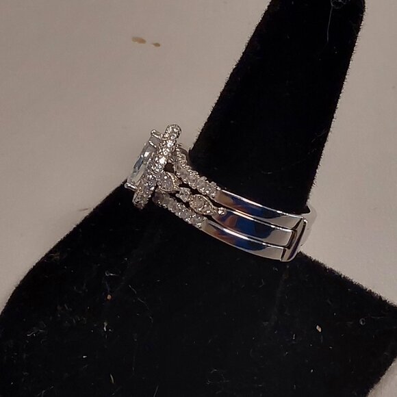 Newshe Wedding Bridal Band Ring Enhancer Engagement Ring Set for Women 925- Sz 9 - Picture 3 of 3